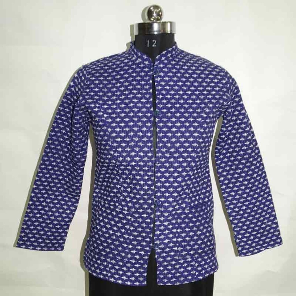 COTTON INDIGO PRINT JACKET FULL SLEEVE JACKET