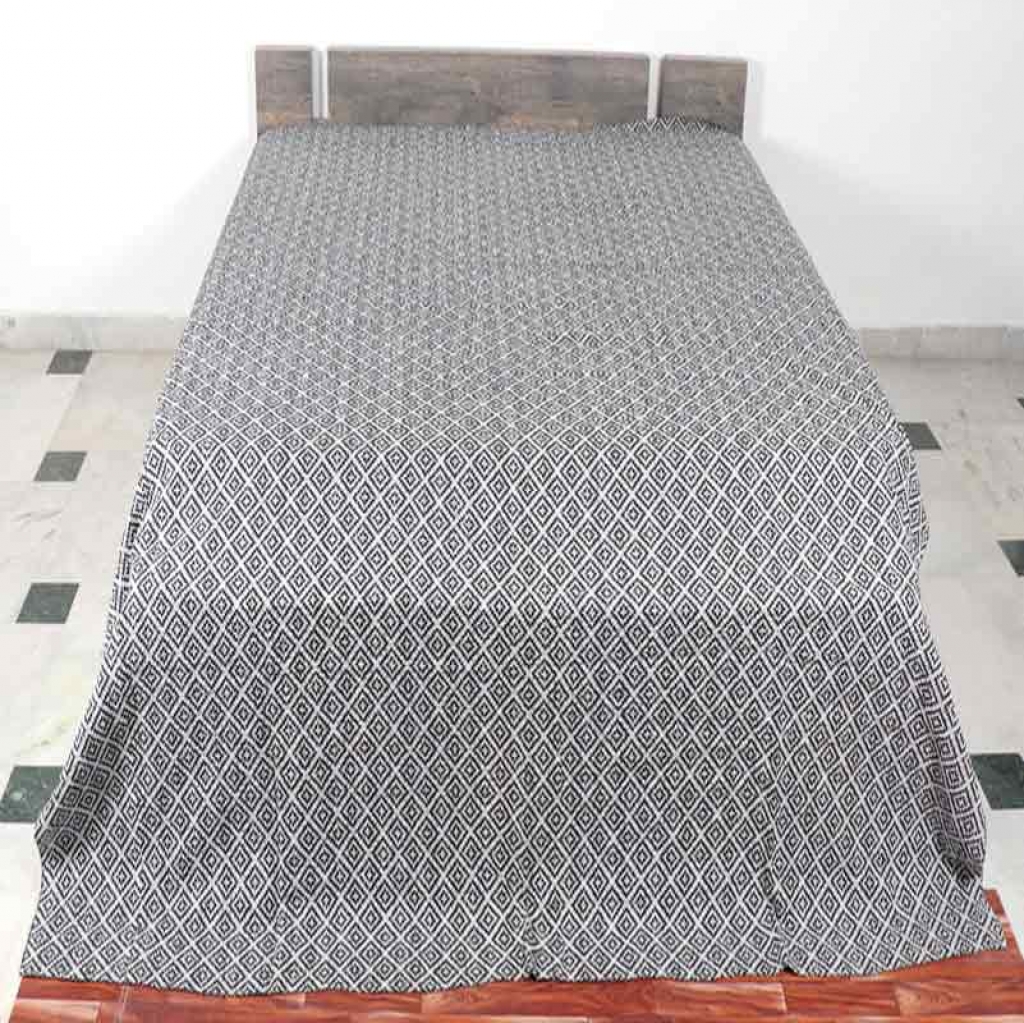 COTTON HAND BLOCK ALL OVER PRINT KANTHA BED COVER FOR ALL-SEASON