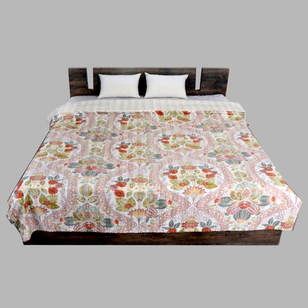 Handmade Cotton Kantha Bed Cover