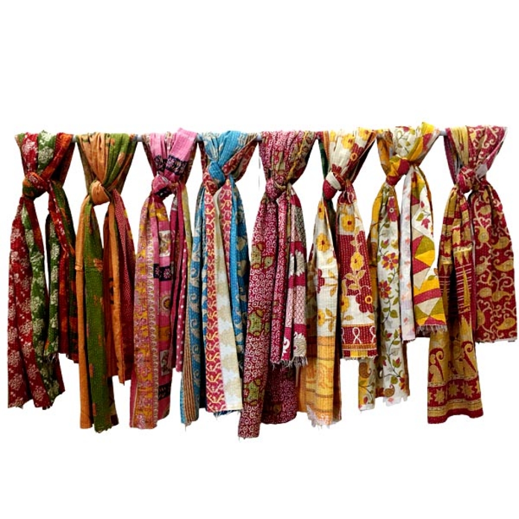 Vintage Cotton Kantha Allover Scarf Set Of 20 Pcs.