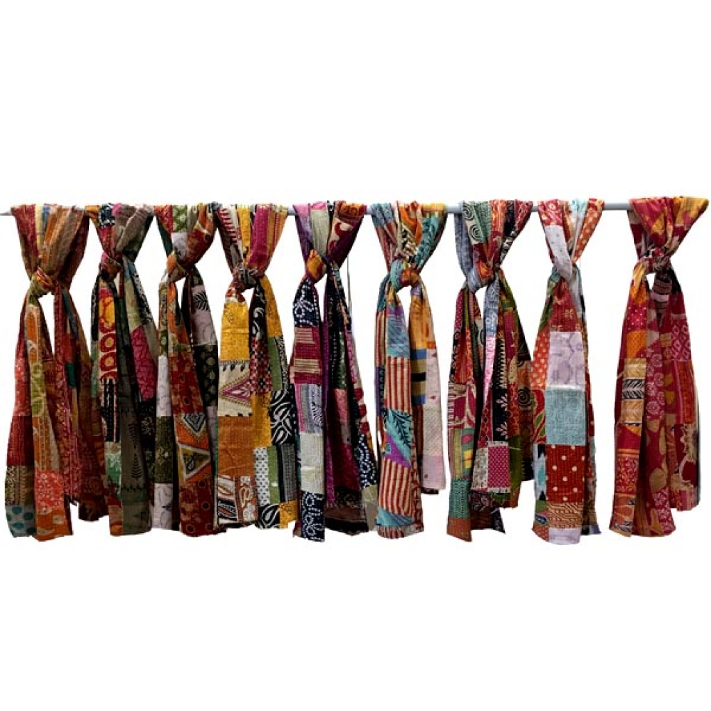 Vintage Cotton Kantha Patchwork Scarf Set Of 5 Pcs.