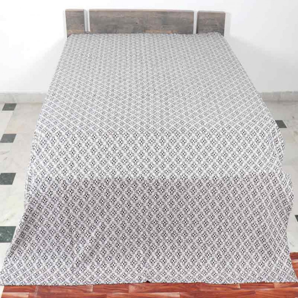 COTTON HAND BLOCK ALL OVER PRINT KANTHA BED COVER FOR ALL-SEASON