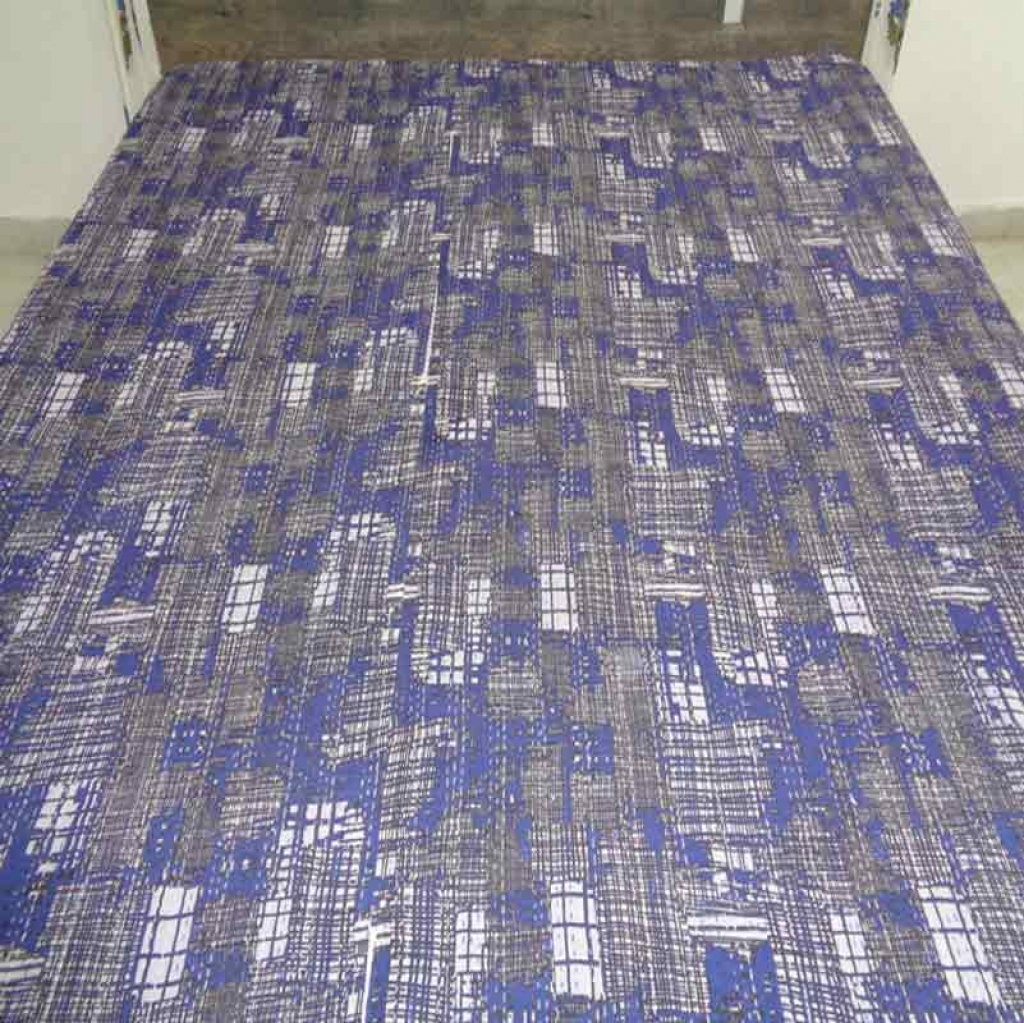 COTTON INDIGO ALL OVER PRINT KANTHA BED COVER FOR ALL-SEASON