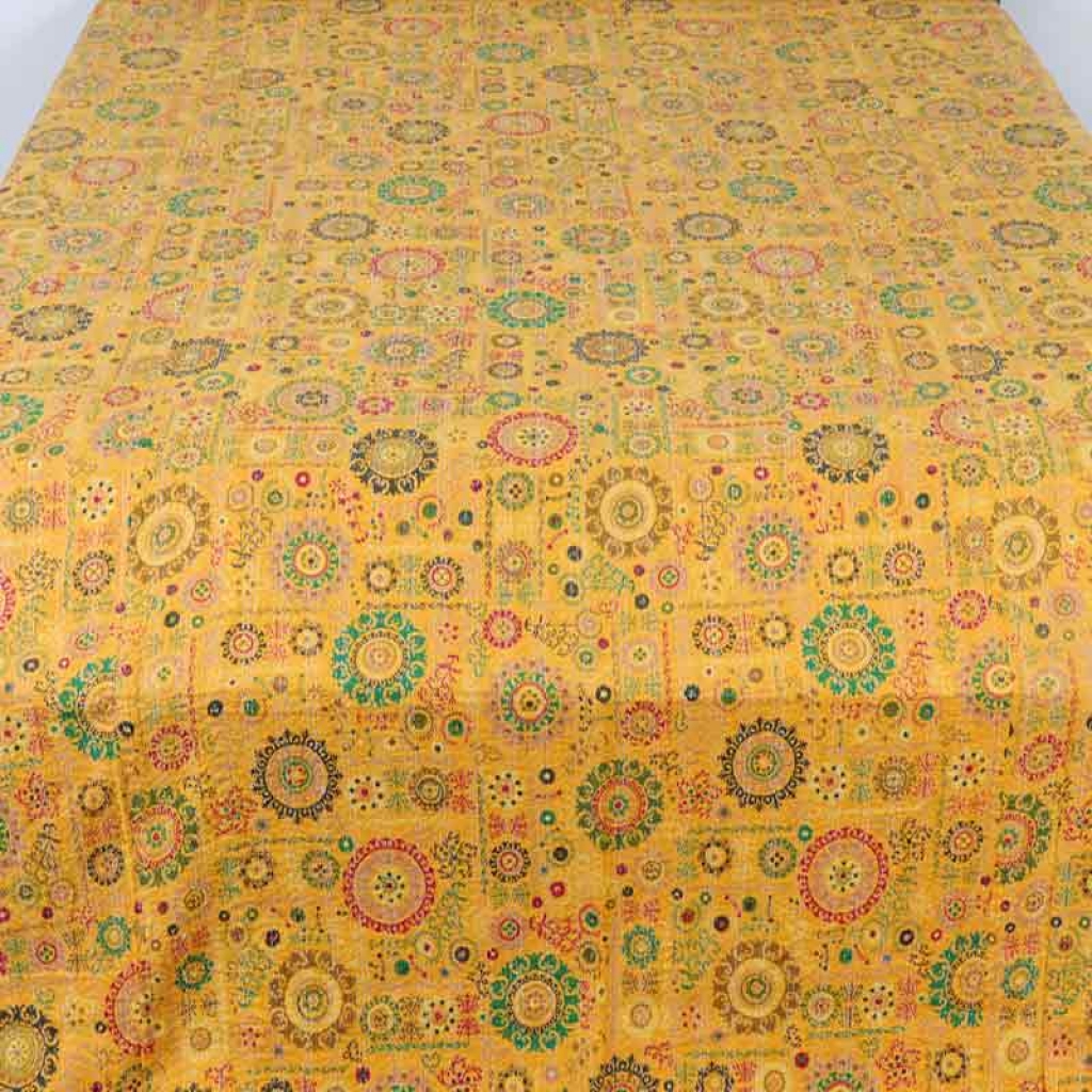 100% COTTON DISCHARGE PRINT KANTHA BEDCOVER