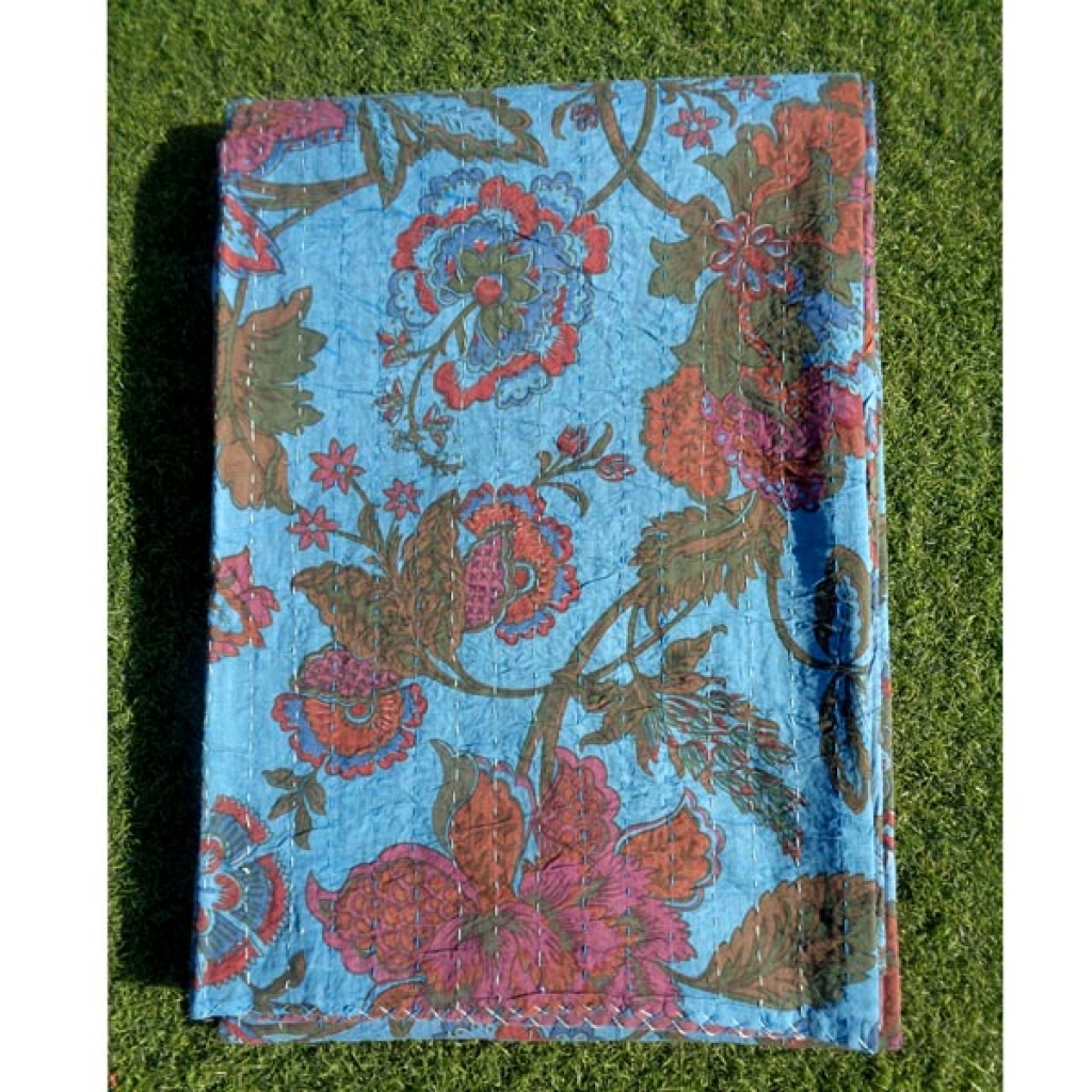 Screen Prtint Cotton Kantha Bed Cover