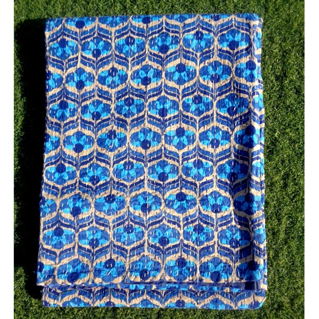 Kantha Cotton Screen Prtint Bed Cover