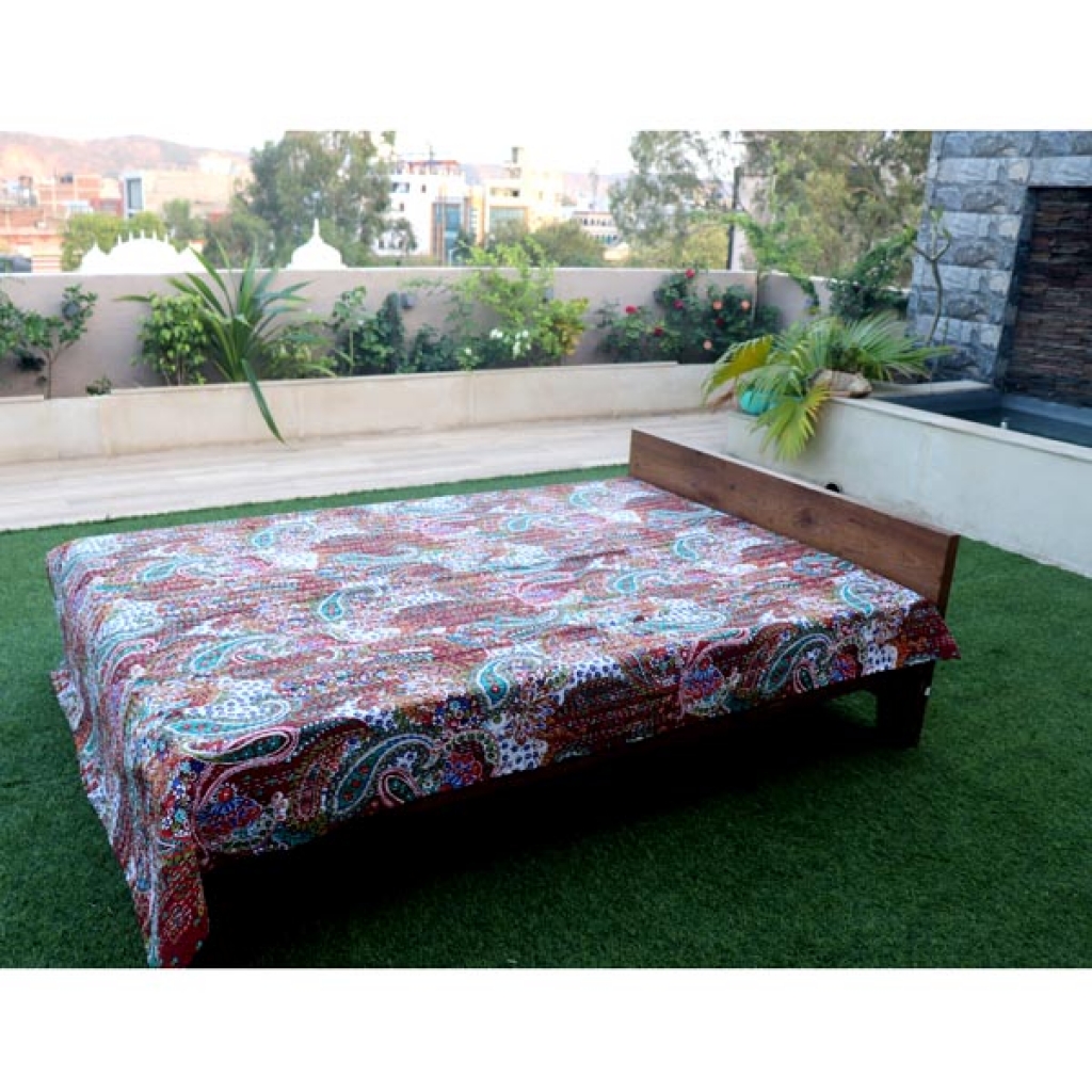 Cotton Screen Print Kantha Bed Cover