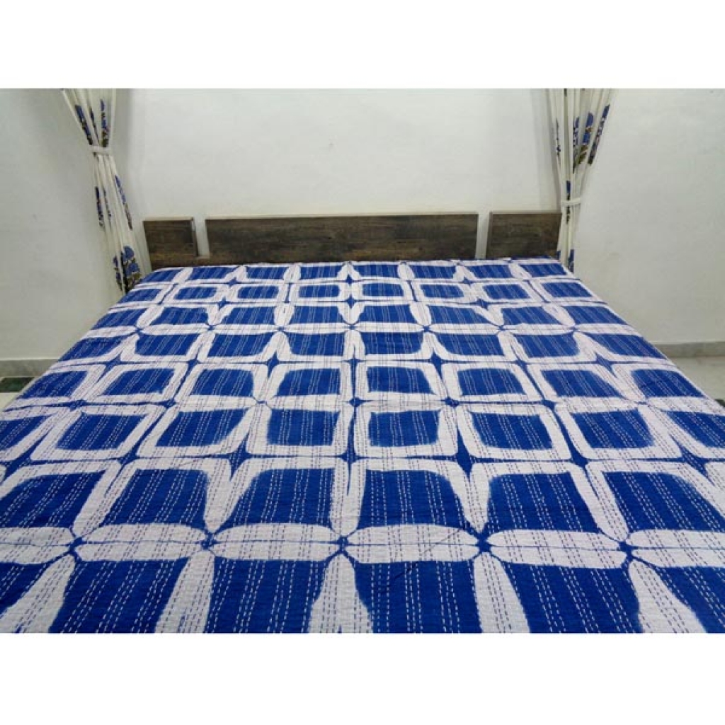 Indian Handmade Cotton Kantha Bed Cover