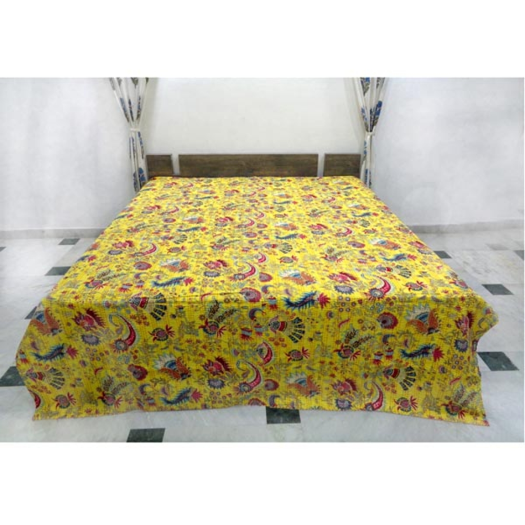 Indian Handmade Cotton Kantha Bed Cover