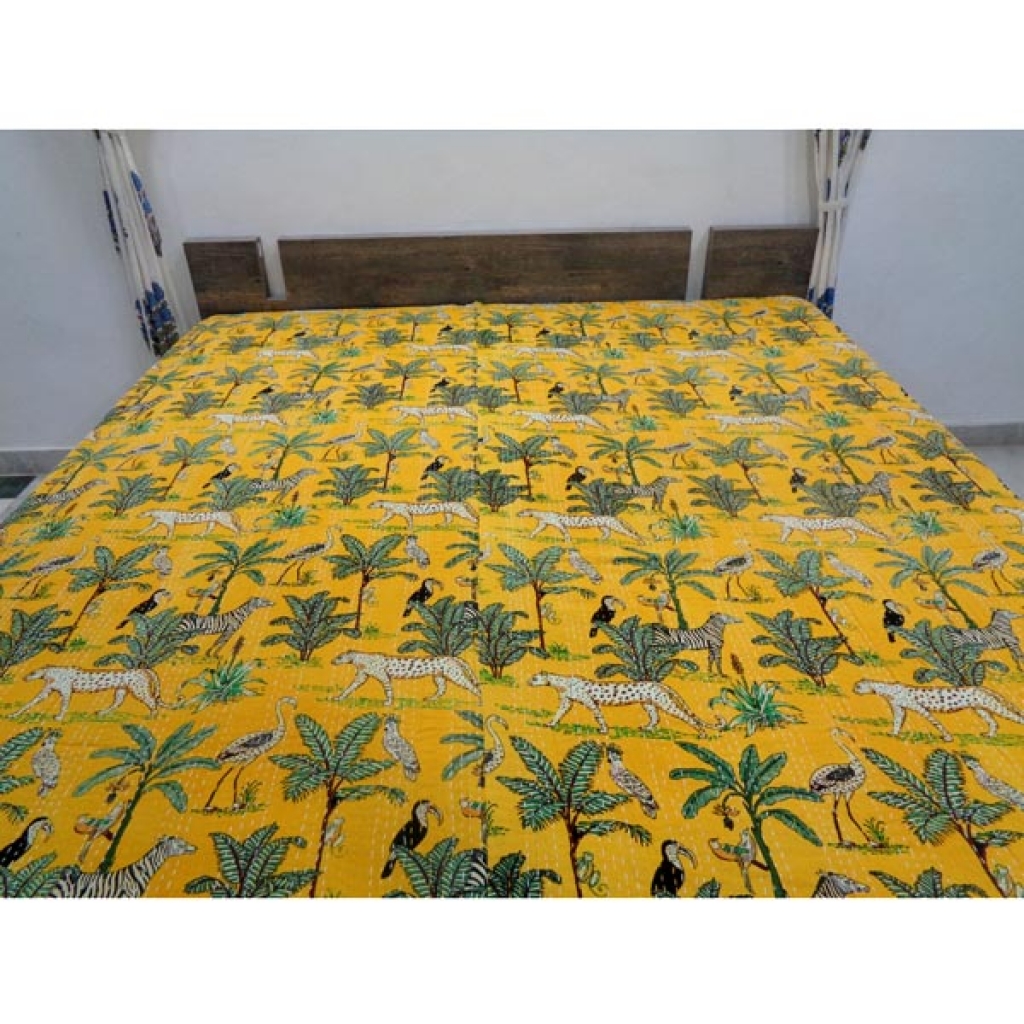 Indian Handmade Cotton Kantha Bed Cover