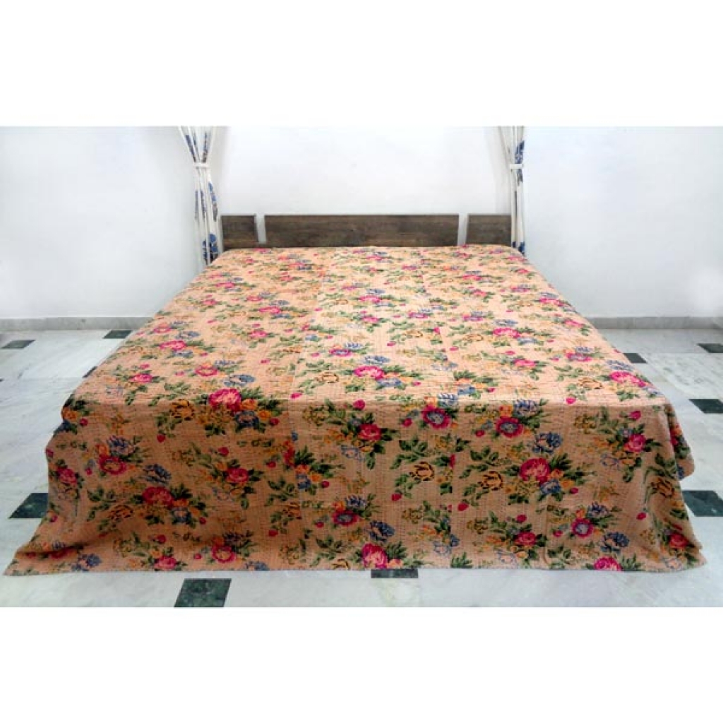 Indian Handmade Cotton Kantha Bed Cover