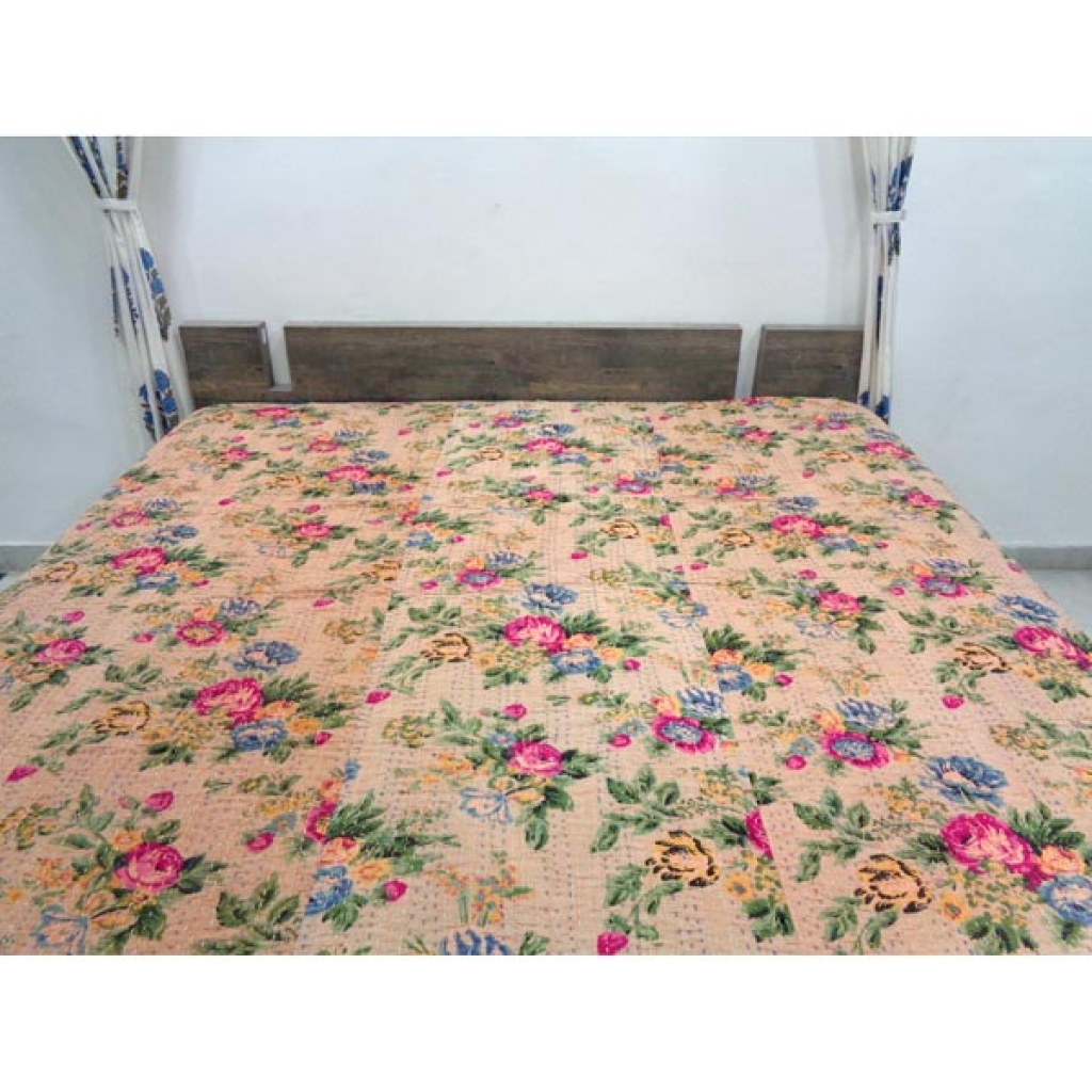 Indian Handmade Cotton Kantha Bed Cover