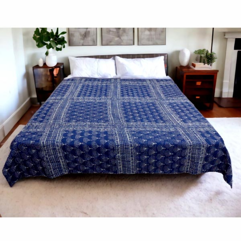 Handmade Cotton Kantha Bed Cover