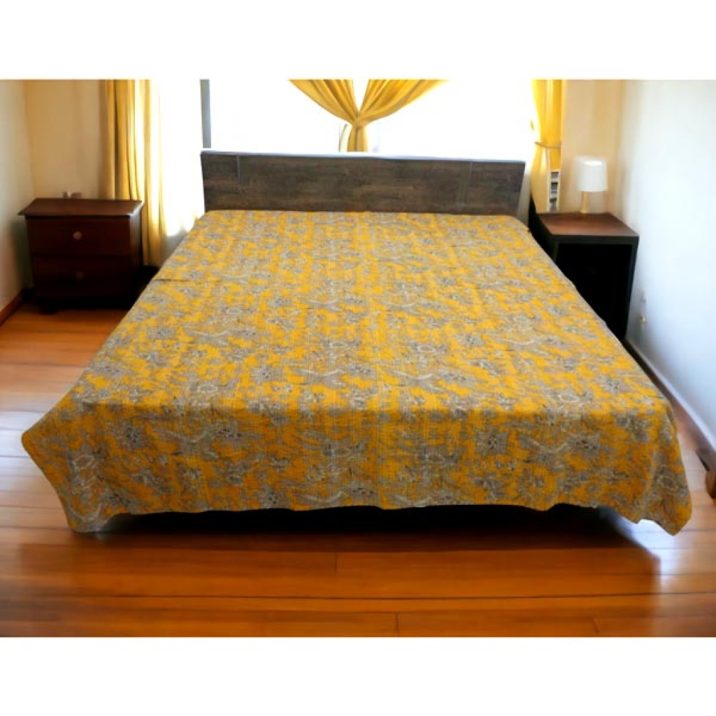 Handmade Cotton Kantha Bed Cover