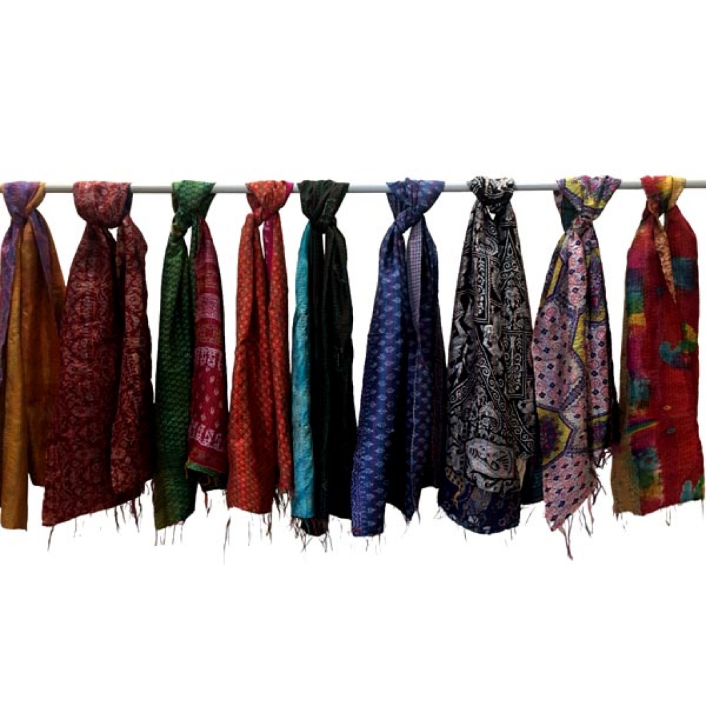 Vintage Silk Kantha Allover Scarf Set Of 10Pcs.