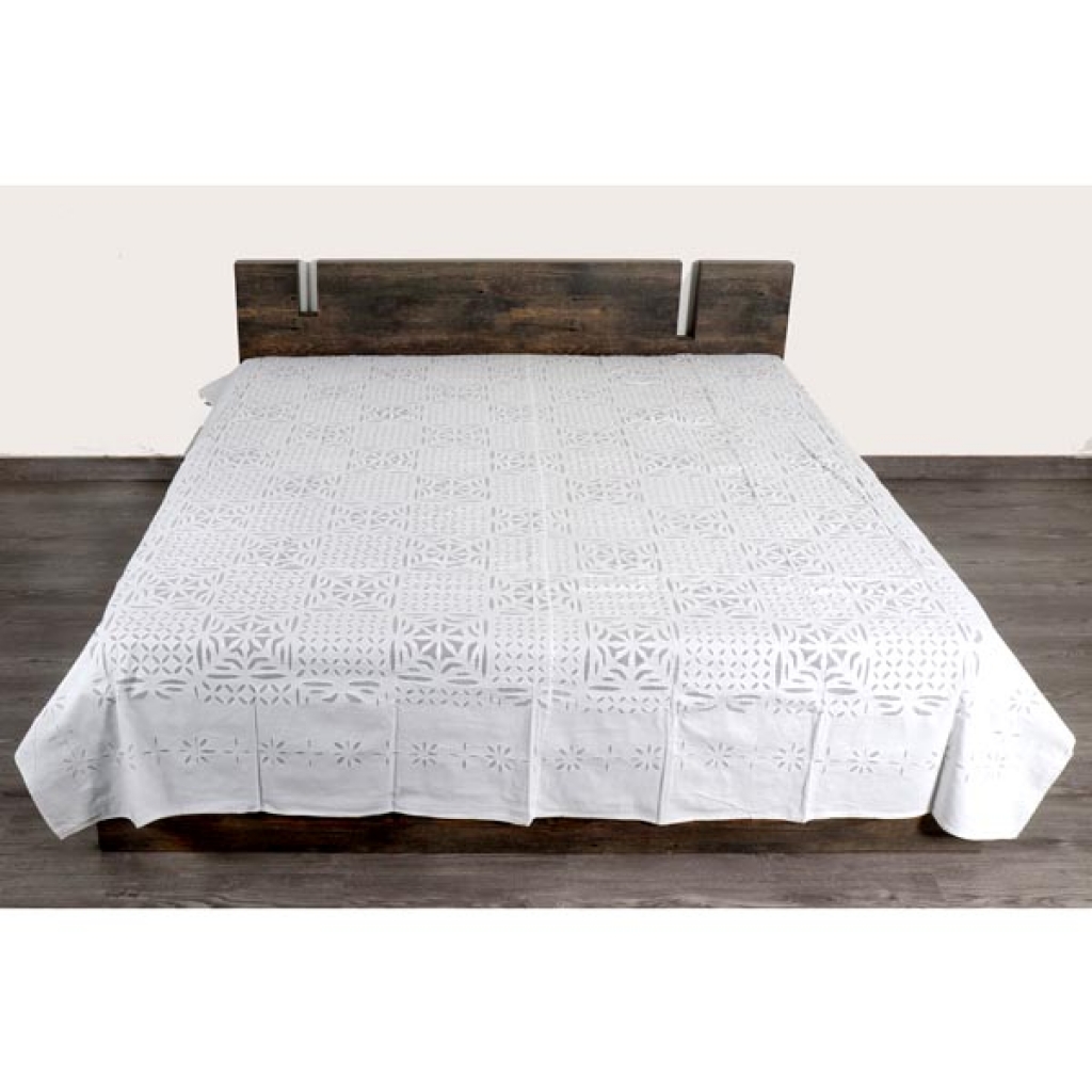 Handmade Antique Design Cut Work Bedsheet