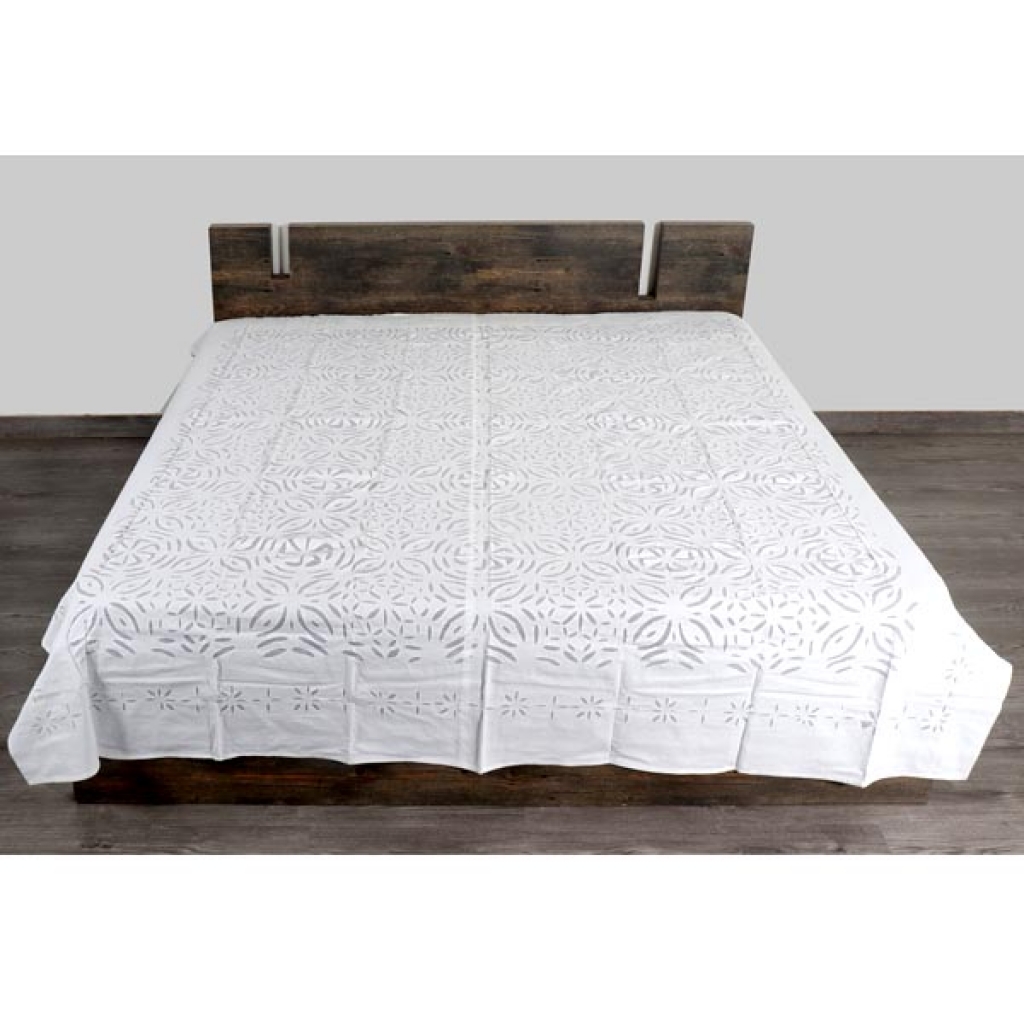 Handmade Antique Design Cut Work Bedsheet