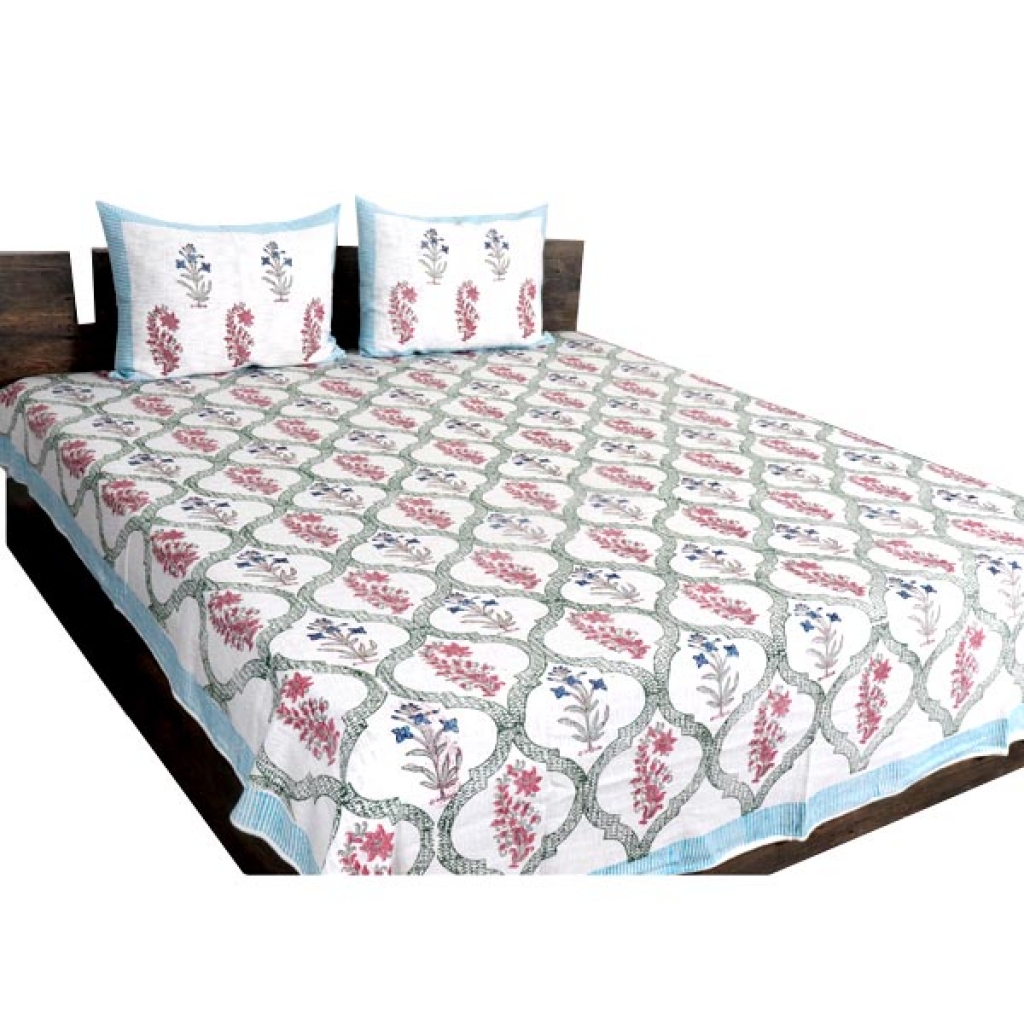 HANDMADE TNT COTTON BLOCK PRINTED BEDCOVER