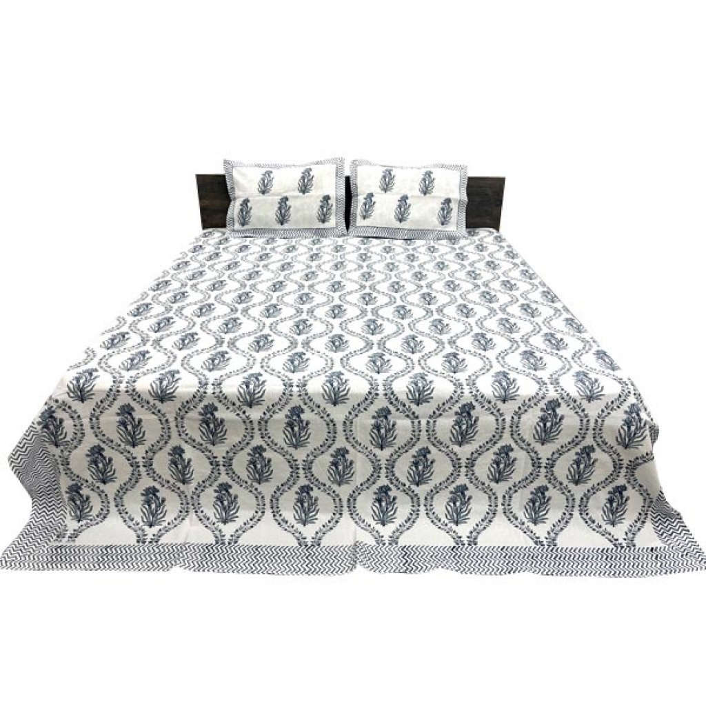 INDIAN WAFFLE COTTON BLOCK PRINTED BEDSHEET