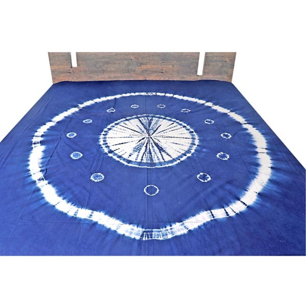 INDIGO TIE DIE PRINT HANDMADE COTTON BEDSHEET