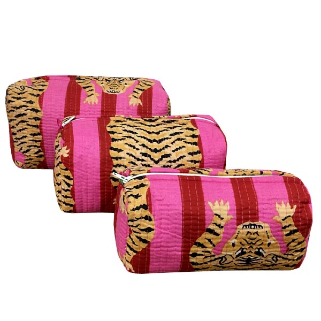 INDIAN COTTON MACHINE QUILTED POUCH  SET OF 3Pcs.