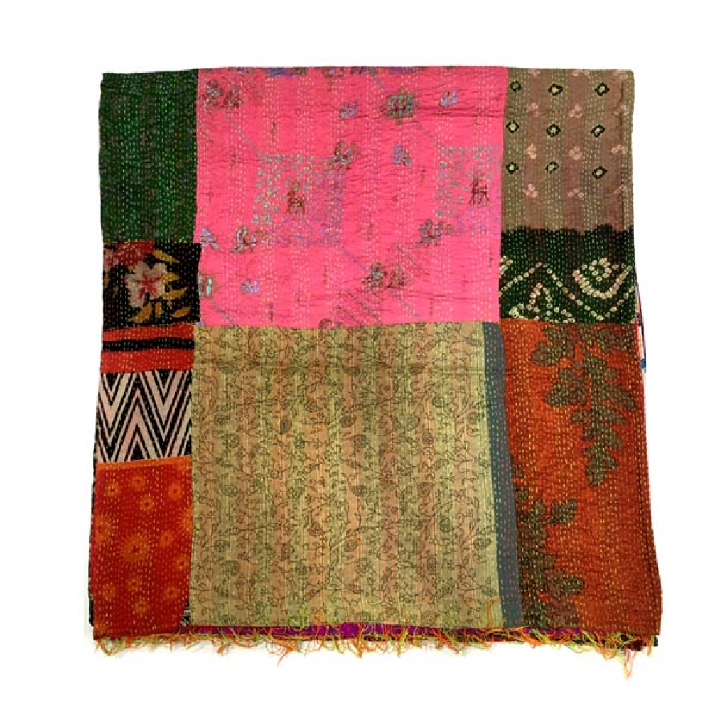 Silk Handmade Patch Work Bedsheet