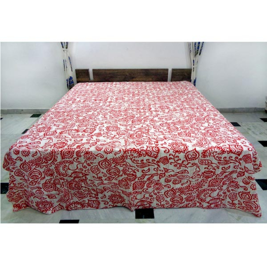 Indian Handmade Cotton Kantha Bed Cover